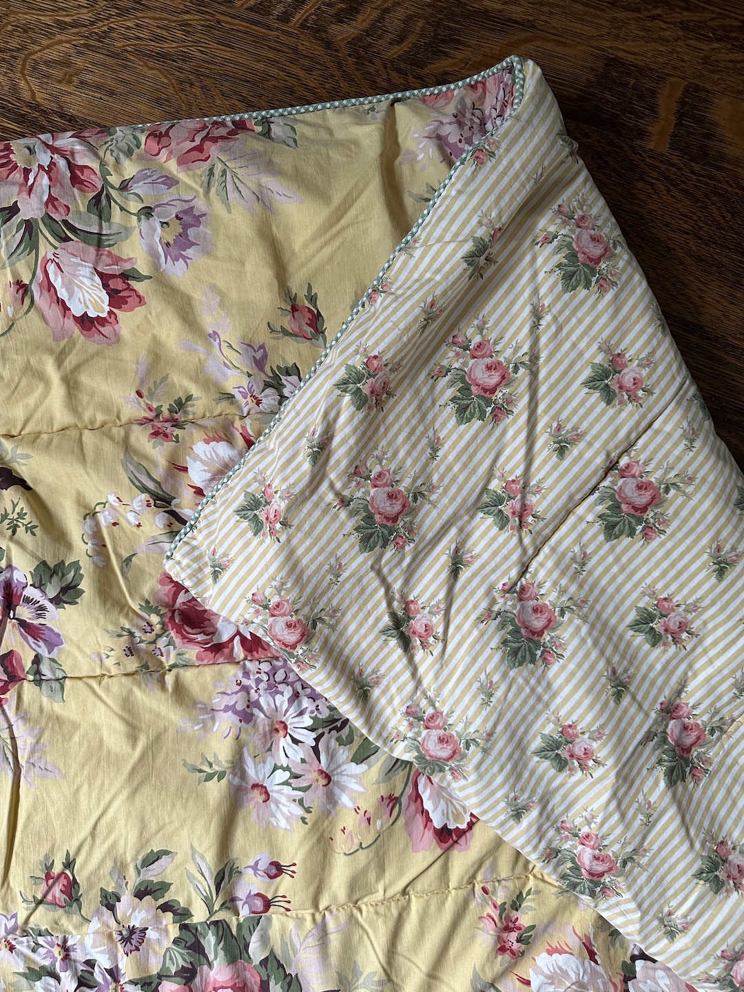 Vintage Ralph Lauren Sophie Brooke Cabbage Rose Yellow Floral Twin