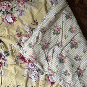 Vintage Ralph Lauren Sophie Brooke Cabbage Rose Yellow Floral Twin Comforter