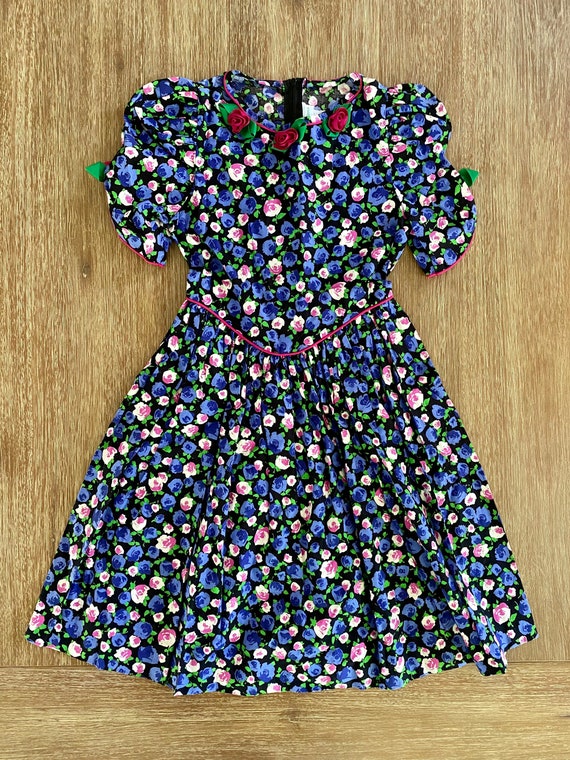 Girls Vintage 1990s Rare Editions Floral Dress Gro