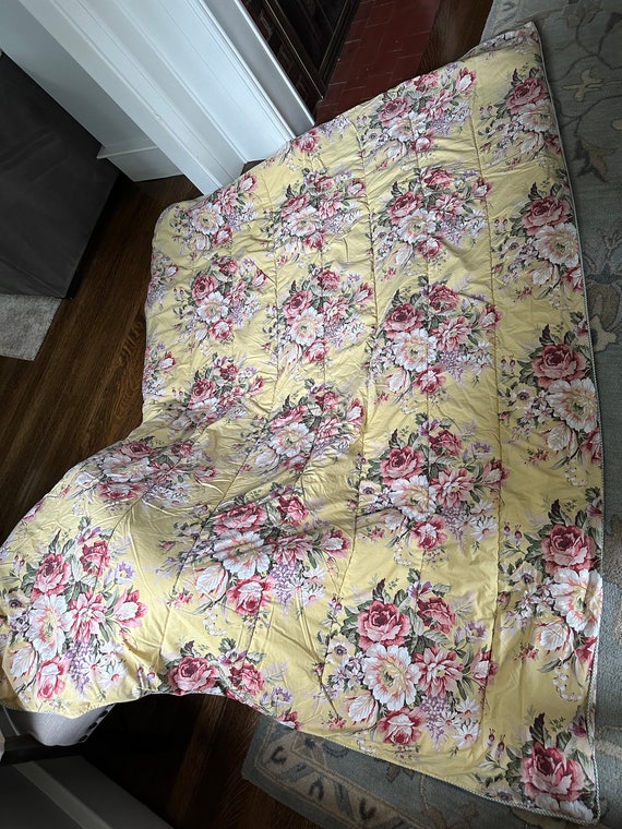 Vintage Ralph Lauren Sophie Brooke Cabbage Rose Yellow Floral Twin