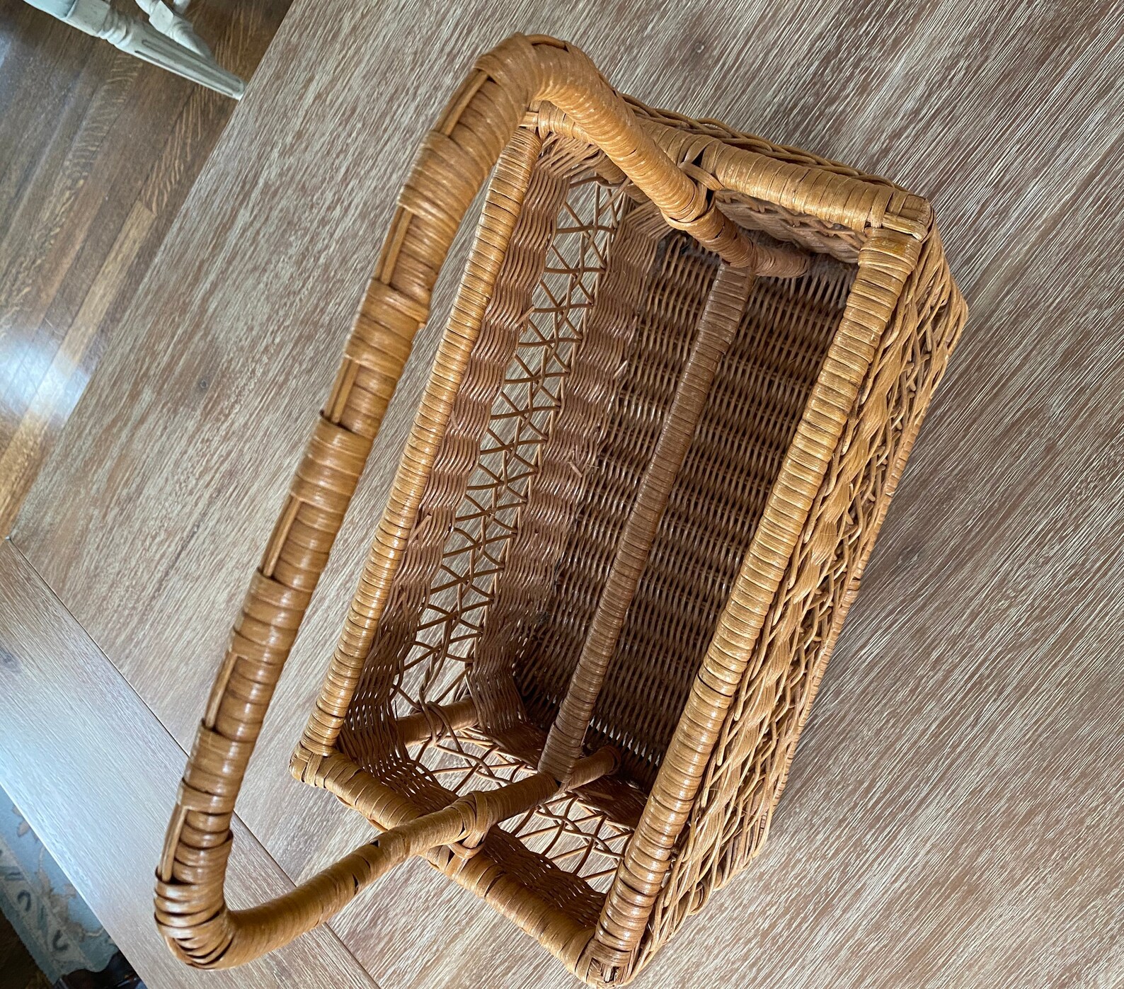 Vintage Wicker Magazine Holder Woven Rattan Magazine Rack Etsy