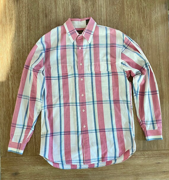 Vintage 90s Eddie Bauer Men's Plaid Cotton Button Down Shirt
