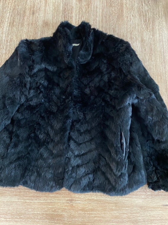 Vintage Women’s Black Rabbit Fur Coat Jacket - image 1