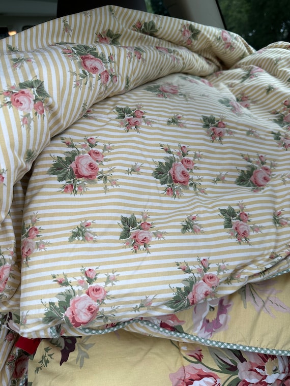 Vintage Ralph Lauren Sophie Brooke Cabbage Rose Yellow Floral Twin