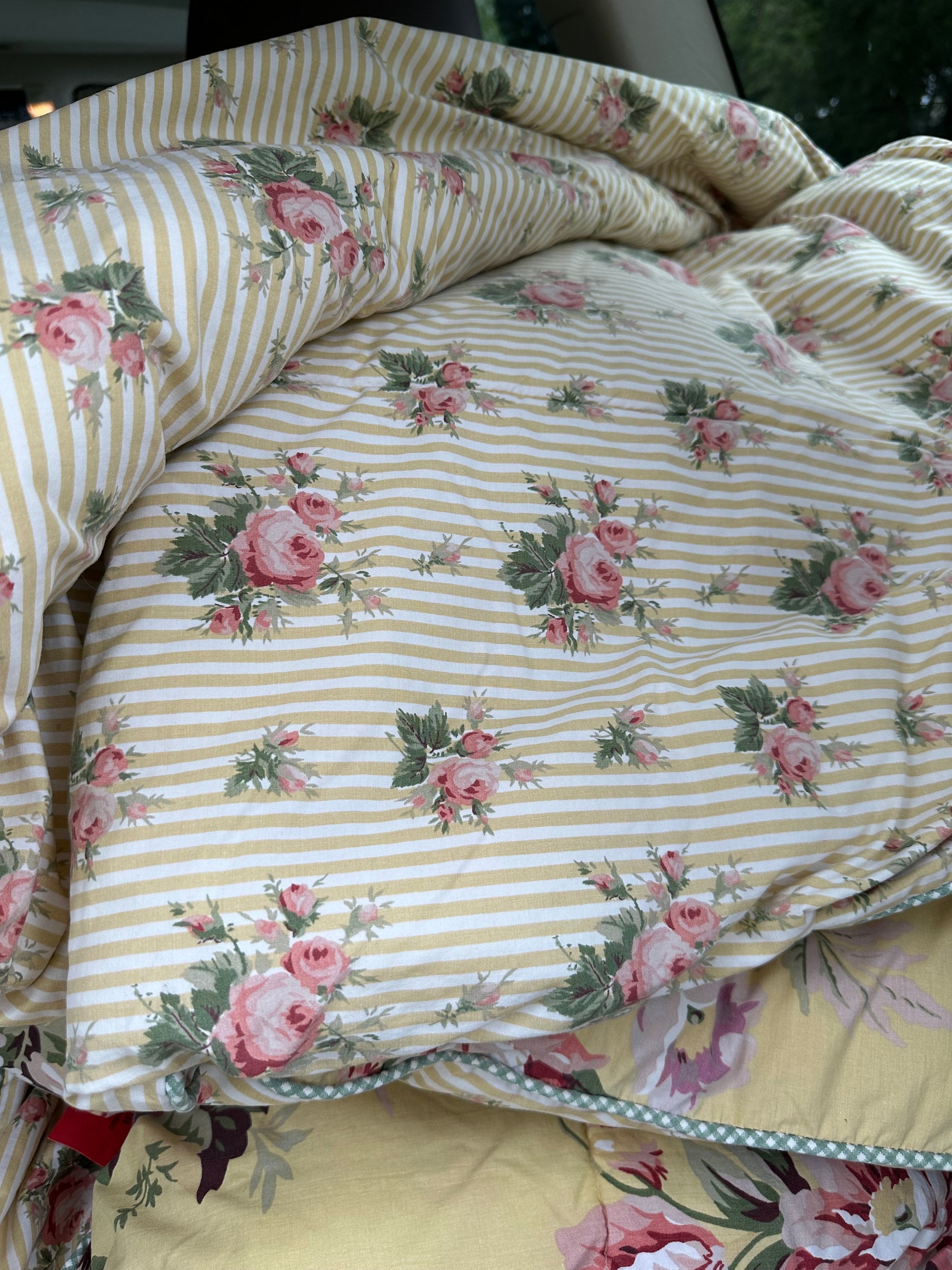 Vintage Ralph Lauren Sophie Brooke Cabbage Rose Yellow Floral Twin