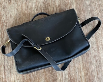 Vintage 1980s Coach Black Leather Crossbody Briefcase - Etsy