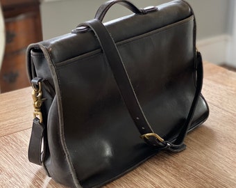Vintage 1980s Coach Black Leather Briefcase Messenger Bag Crossbody Bag Mens Womens Etsy