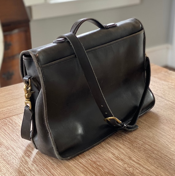 Vintage 1980s Coach Black Leather Briefcase | Mes… - image 10