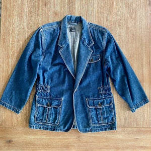 Vintage 1990s Women’s LizWear Denim Jacket Blue Jean Blazer