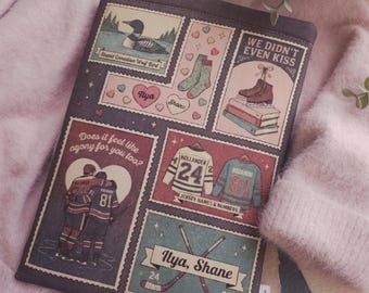 Custodia per libri vintage a tema hockey / Custodia accogliente per lettori / Regalo per amanti dei libri