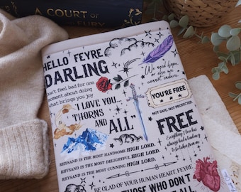 Funda para libros de la Corte de las Hadas • Frase literaria • Protector de libros de algodón • Regalo para lectores
