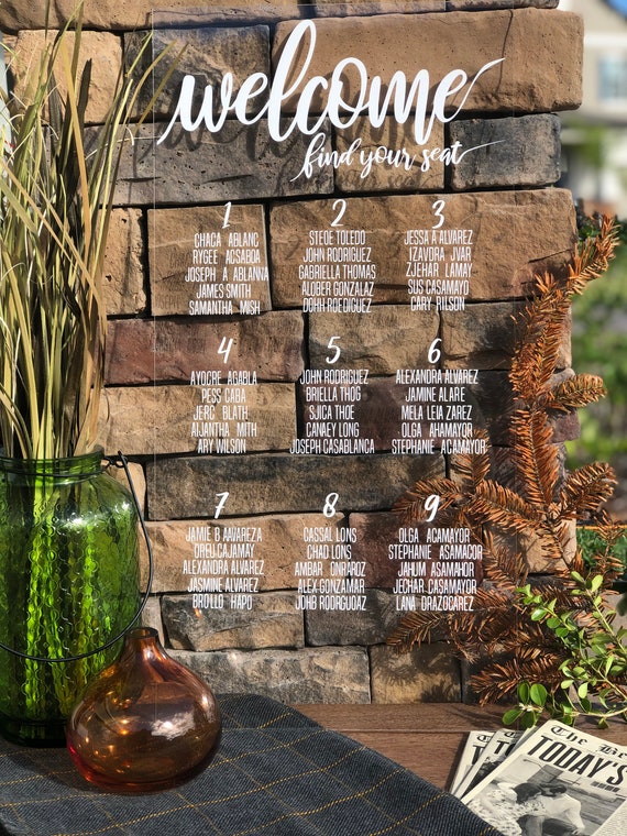 Glass Seating Chart Wedding