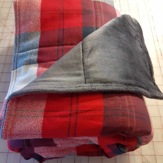 Weighted Blankets Flannel Americana Red White and Blue Plaid Minky Back Glass Beads Anxiety Relief PTSD Autism ADD Weighted Therapy Etsy