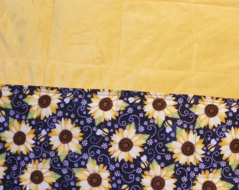 Sunflower Weighted Blanket: Glass Beads, Cotton Print, Minky Back, Deep Pressure Therapy