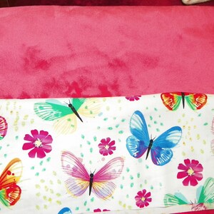 Butterfly Print Weighted Blanket: Cotton with Minky Back, Glass Beads
