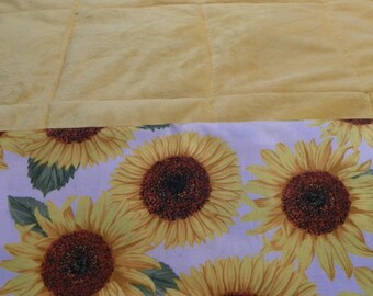 Weighted Blanket, Cotton Sunflowers, Minky Back, Glass Beads, Insomnia, ADHD, Autism, Depression, Anxiety Relief, Melatonin, Serotonin, RLS