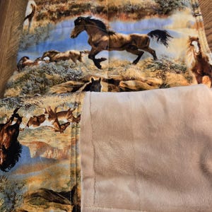 Horse Print Weighted Blanket: Cotton with Minky Back, Glass Beads - Anxiety & Stress Relief