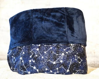 Glow in the Dark Constellations Weighted Blanket - Minky Back, Glass Beads, Anxiety & Stress Relief
