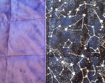 Glow in the Dark Constellations Weighted Blanket - Minky Back, Glass Beads, Anxiety & Stress Relief