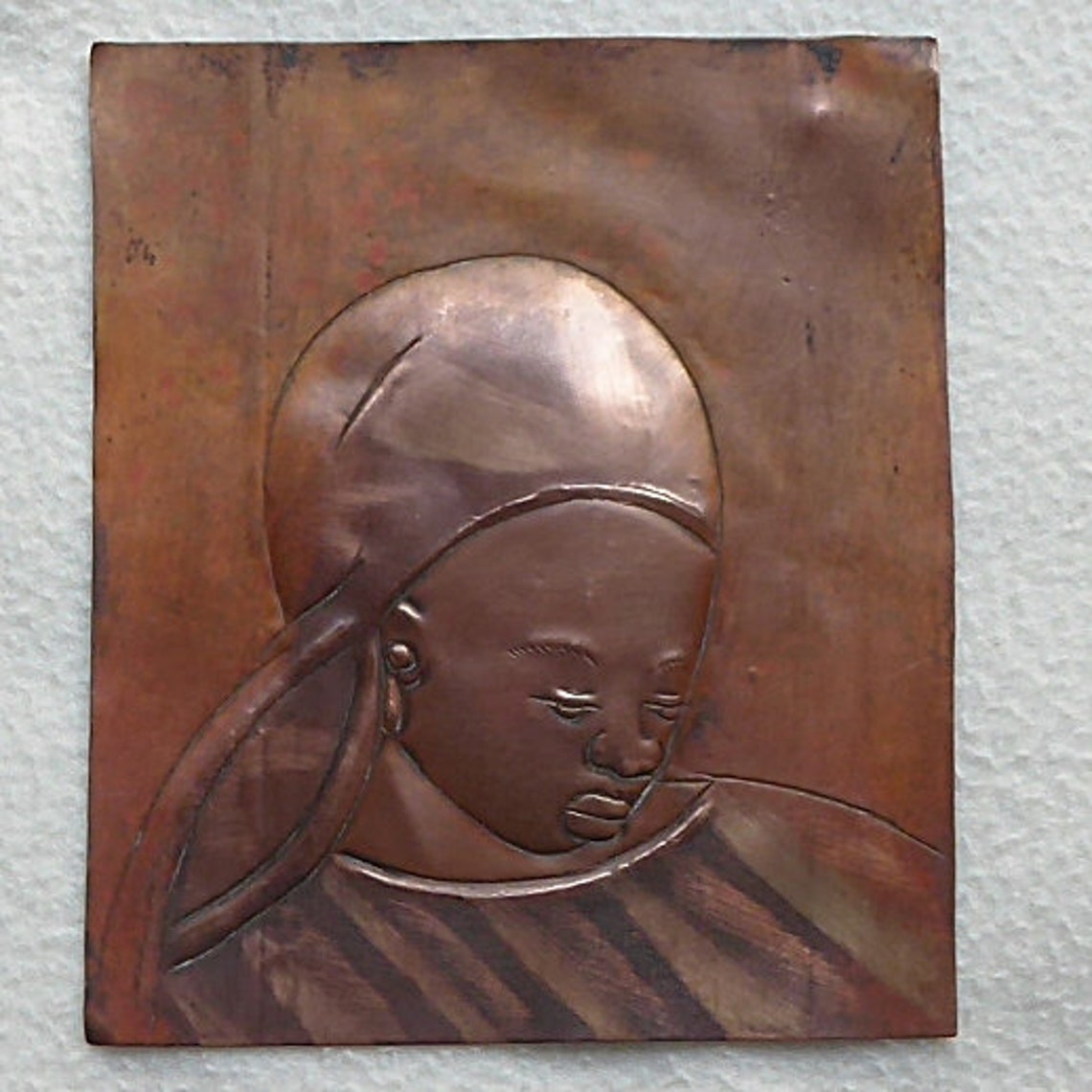 African Tribal Copper Relief Art Etsy