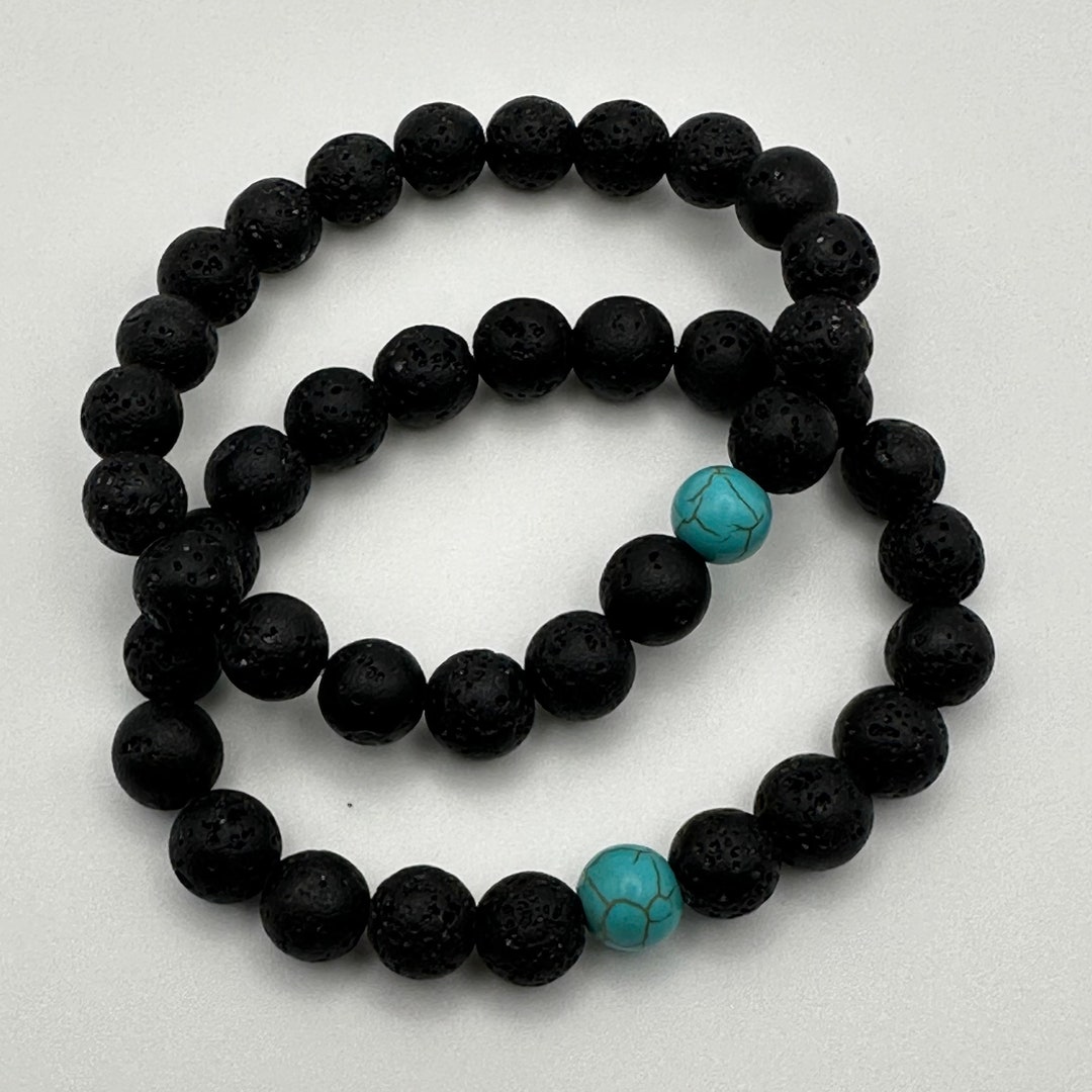 Friendship Lava Bead Bracelets Set of 2 Black Lava Beads Etsy