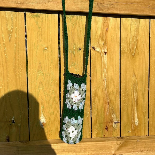 Crochet Granny Square Water Bottle Holder Etsy