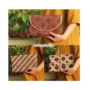 SALE Batik Straw Clutch, Straw Bag, Hand Woven Bag, Pandan Leaf Bag, Women Bag, Clutch, Boho, Bohemian, Handmade Woven Straw Bag, Autumn