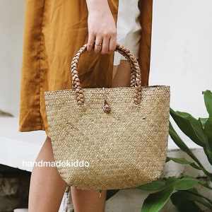 SALE Wicker Seagrass Hand Bag, Straw Bag, Boho Bohemian Bag, Summer & Autumn Woven Straw Bag, Women Bag, Gift Ideas