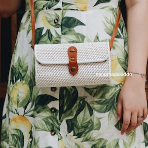 SALE Bali Weiße Umschlag Rattan Tasche, Ata Gras Crossbody Stroh tasche, Boho Boho Tasche, Sommer & Herbst Gewebte Strohtasche, Frauen Tasche, Geschenkidee