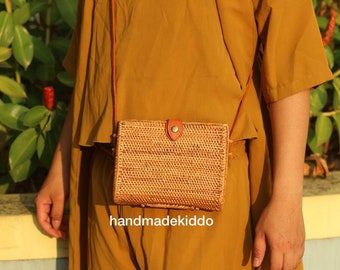 SALE Bali Clutch Rattan Bag, Ata Grass Crossbody Straw Bag, Boho Bohemian Bag, Summer & Autumn Woven Straw Bag, Women Bag, Gift Ideas