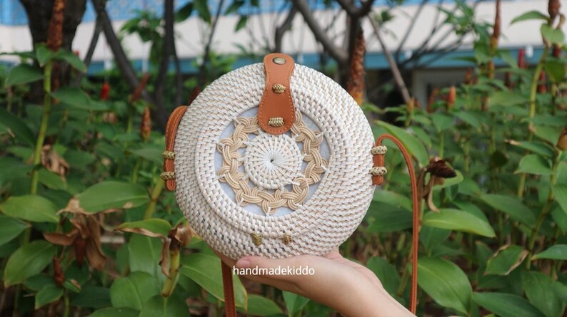 Bohemian Bag Straw Bag SALE Bali Braid Round Rattan Bag Boho Style Summer Autumn Round Crossbody Bag Women Handmade Woven Straw Bag