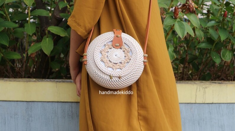 Bohemian Bag Straw Bag SALE Bali Braid Round Rattan Bag Boho Style Summer Autumn Round Crossbody Bag Women Handmade Woven Straw Bag