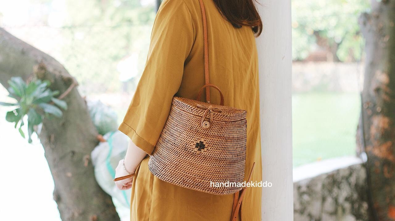 SALE Bali Rattan Backpack, Ata Grass Crossbody Straw Bag, Boho Bohemian Bag, Summer & Autumn Woven Straw Bag, Women Bag, Gift Ideas