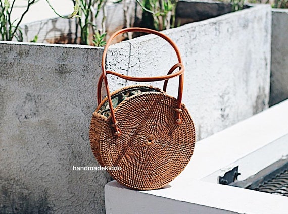 Round rattan store crossbody bag