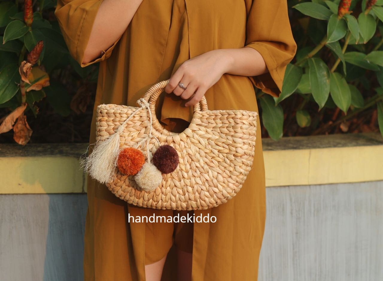 UNICEF Market  Batik Lined Rattan Handbag from Bali - Sunda Style