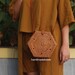 SALE Bali Hexagon Rattan Bag, Handwoven Ata Grass Straw Bag, Boho Bohemian Bag, Women Handmade Woven Straw Bag (Natural Brown)