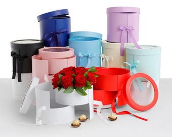 Double-Layered Flower Box with Clear Lid, Gift Arrangement