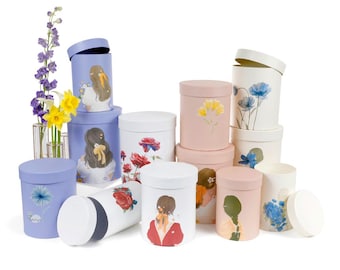 Round Flower Gift Boxes: Elegant Floral Arrangement Packaging, Set of 3