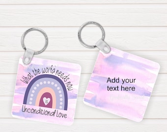 Diseño de amor incondicional, diseño personalizado, PNG, llavero cuadrado, descarga instantánea, plantilla de diseño de sublimación