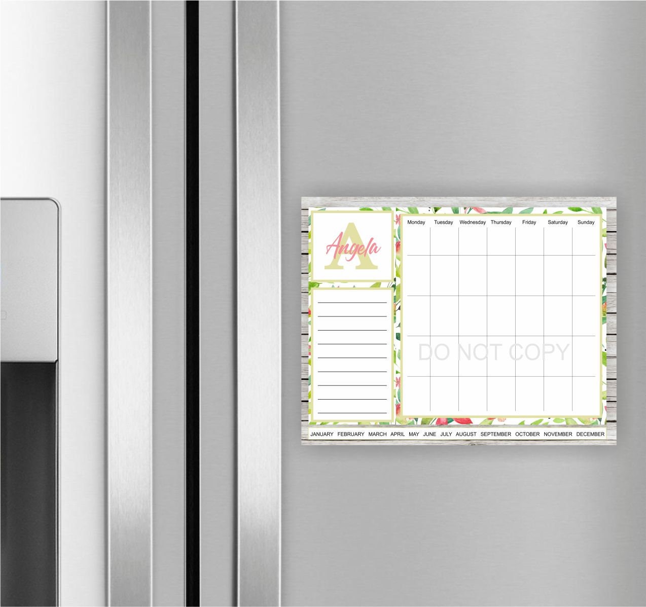 Floral Monthly Calendar Design Dry Erase Board Instant Etsy