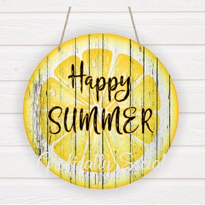Summertime Lemon Design, Custom Designs, Circle Shaped Door Hanger, Instant Download, PNG, Sublimation Template