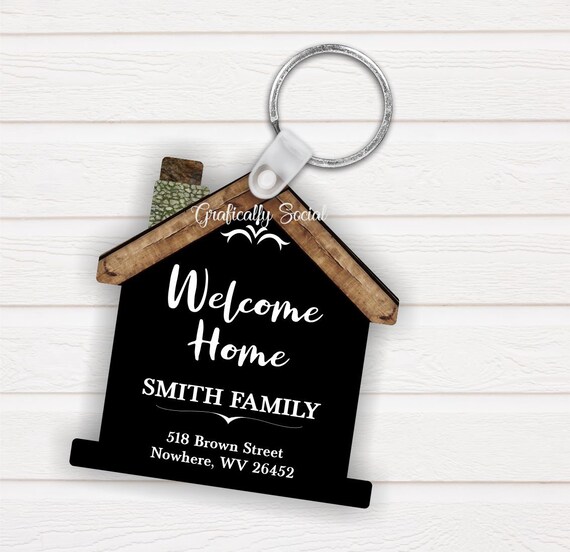 Welcome Home Design Custom House Key Chain Design PNG | Etsy