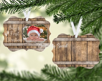 Wine Barrel Design, Baby's First Christmas, Christmas Photo Memory, PNG, Instant Download, Benelux Ornament, Sublimation Template