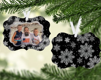 Snowflake Design, Custom Designs, Benelux Ornament, Photo Memory, Christmas Ornaments, PNG, Sublimation Template