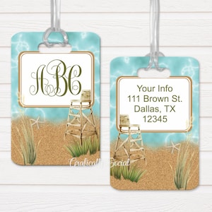 Beach Design, Custom Monogram, PNG, Instant Download, Custom Luggage Tag, Sublimation Template