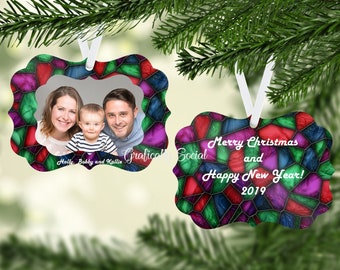 Colored Glass Design, Christmas Photo Memory, PNG, Instant Download, Benelux Ornament, Sublimation Template