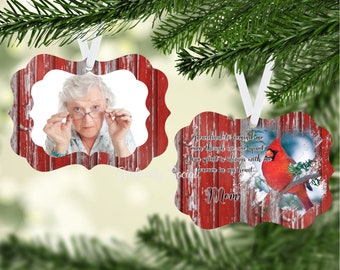 Cardinal In Memory Design, Christmas Photo Memory, PNG, Instant Download, Benelux Ornament, Sublimation Template