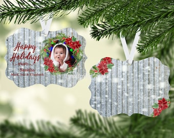 Galvanized Metal and Holly Wreath, Christmas Photo Memory, PNG, Instant Downlaod, Benelux Ornament, Sublimation Template