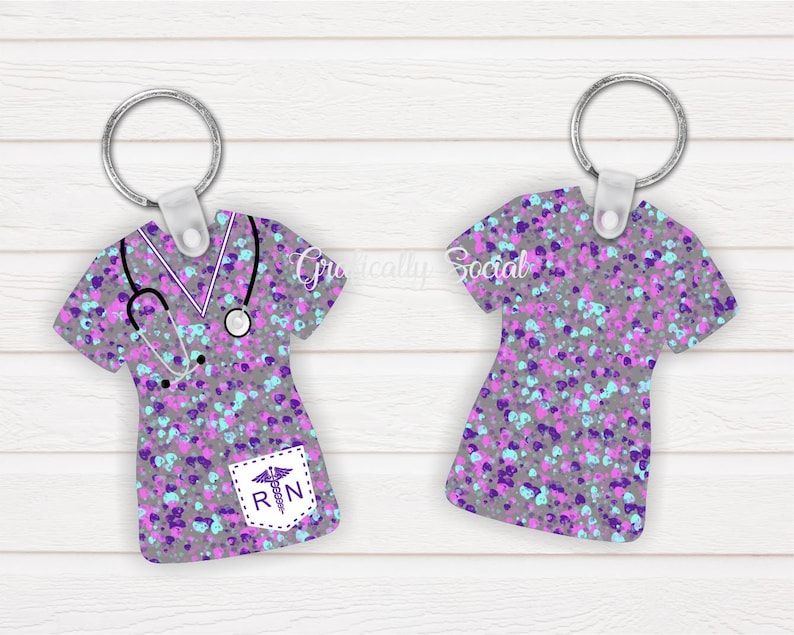 Nurse Scrub Purple and Teal Splotchs Design Custom Design | Etsy