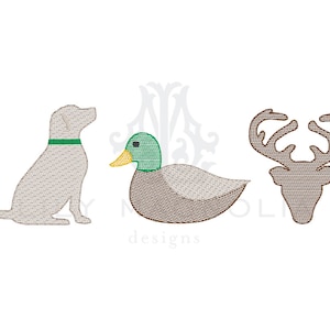 Hunting trio quick stitch embroidery design, hunting light filled embroidery design, vintage stitch, bean stitch, instant download, 5x7